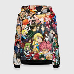 Толстовка-худи женская Аниме коллаж, цвет: 3D-черный