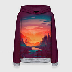 Толстовка-худи женская Minimal forest sunset, цвет: 3D-меланж