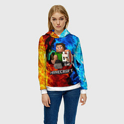 Толстовка-худи женская MINECRAFT, цвет: 3D-белый — фото 2
