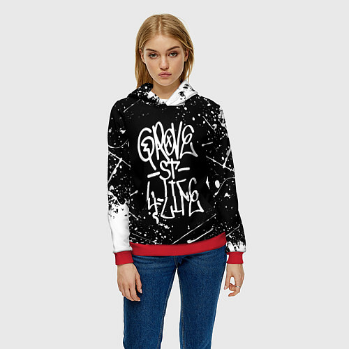 Женская толстовка GROVE STREET GTA / 3D-Красный – фото 3