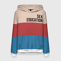 Толстовка-худи женская Половое воспитание, цвет: 3D-белый