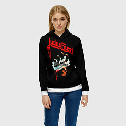 Толстовка-худи женская Judas Priest, цвет: 3D-белый — фото 2