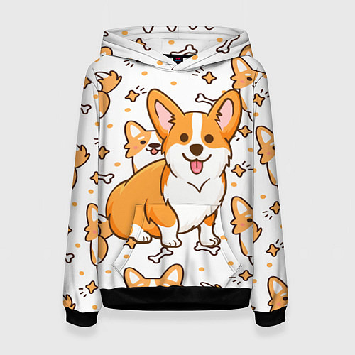 Женская толстовка Корги / 3D-Черный – фото 1