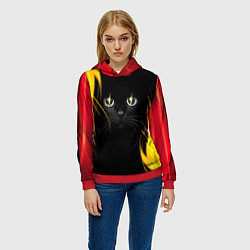 Толстовка-худи женская Грозовой кошак, цвет: 3D-красный — фото 2