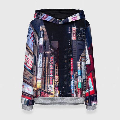Женская толстовка Ночной Токио / 3D-Меланж – фото 1