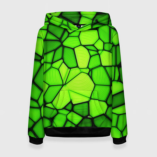 Женская толстовка Зеленая мозаика / 3D-Черный – фото 1