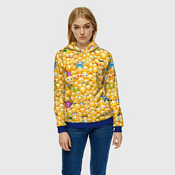Толстовка-худи женская Смайлики Emoji, цвет: 3D-синий — фото 2