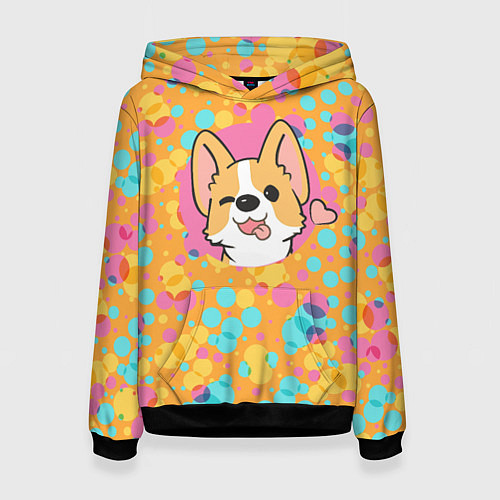 Женская толстовка Милый корги / 3D-Черный – фото 1