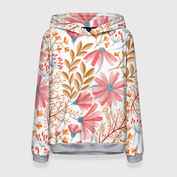 Толстовка-худи женская Цветы, цвет: 3D-меланж