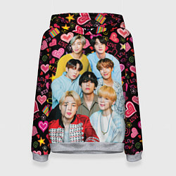 Толстовка-худи женская I Love BTS, цвет: 3D-меланж