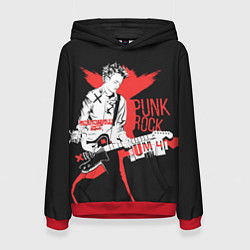 Толстовка-худи женская Punk-rock, цвет: 3D-красный