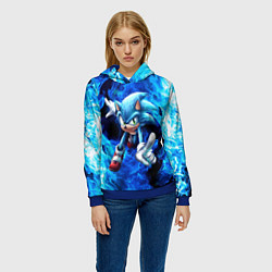 Толстовка-худи женская Blue Sonic, цвет: 3D-синий — фото 2