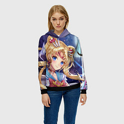 Толстовка-худи женская SAILOR MOON, цвет: 3D-черный — фото 2