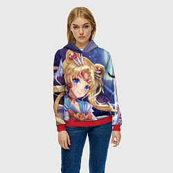 Толстовка-худи женская SAILOR MOON, цвет: 3D-красный — фото 2