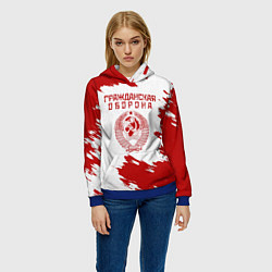 Толстовка-худи женская Гражданская оборона, цвет: 3D-синий — фото 2