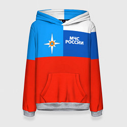 Толстовка-худи женская Флаг МЧС России, цвет: 3D-меланж
