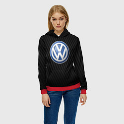 Толстовка-худи женская Volkswagen Logo, цвет: 3D-красный — фото 2