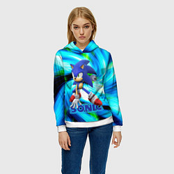 Толстовка-худи женская Sonic, цвет: 3D-белый — фото 2