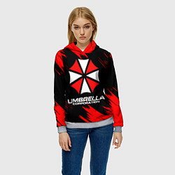 Толстовка-худи женская Umbrella Corporation, цвет: 3D-меланж — фото 2