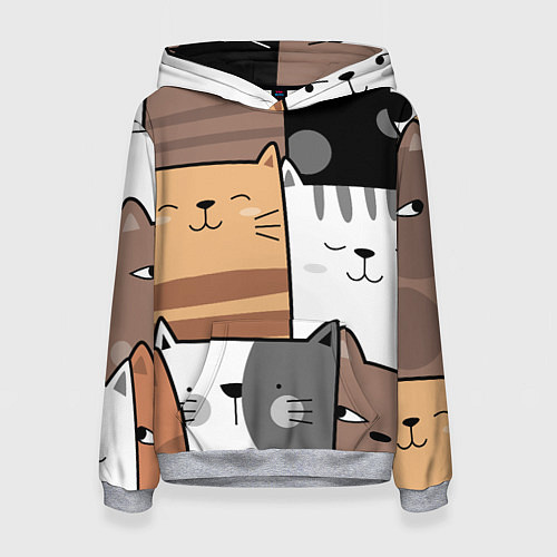 Женская толстовка Котейки / 3D-Меланж – фото 1