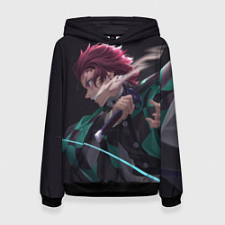 Толстовка-худи женская KIMETSU NO YAIBA, цвет: 3D-черный