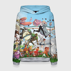 Толстовка-худи женская Studio Ghibli, цвет: 3D-меланж