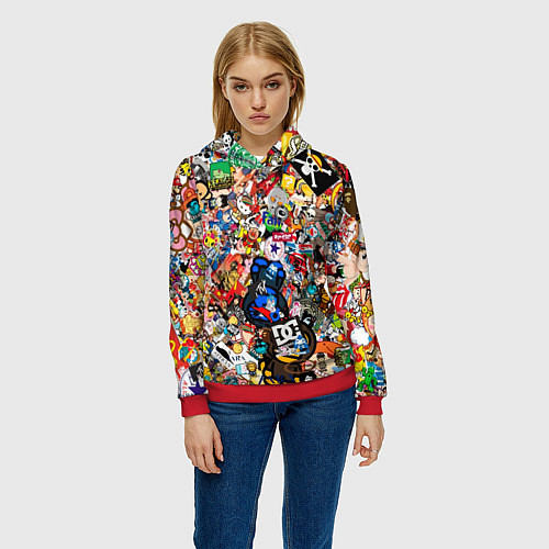 Женская толстовка Стикеры / 3D-Красный – фото 3