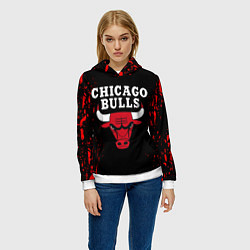Толстовка-худи женская CHICAGO BULLS, цвет: 3D-белый — фото 2