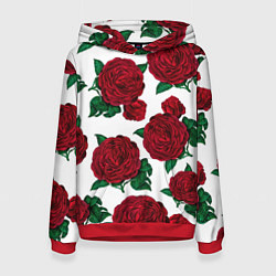 Толстовка-худи женская Винтажные розы, цвет: 3D-красный