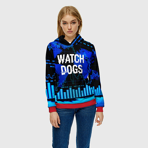 Женская толстовка Watch Dogs / 3D-Красный – фото 3