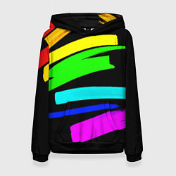 Толстовка-худи женская НЕОНОВЫЕ КРАСКИ, цвет: 3D-черный