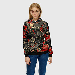 Толстовка-худи женская Dsquared tatoo DRAGON, цвет: 3D-черный — фото 2