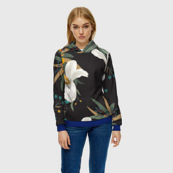 Толстовка-худи женская Цветочный арт, цвет: 3D-синий — фото 2