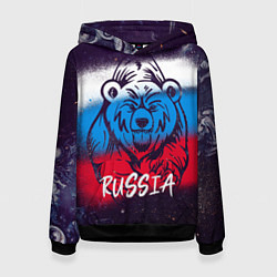 Толстовка-худи женская Russia Bear, цвет: 3D-черный