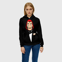 Толстовка-худи женская Бумажный Дом, цвет: 3D-черный — фото 2
