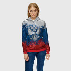 Толстовка-худи женская Россия, цвет: 3D-красный — фото 2