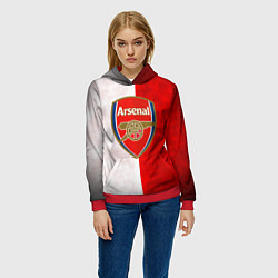 Толстовка-худи женская FC Arsenal 3D, цвет: 3D-красный — фото 2