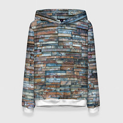 Толстовка-худи женская СТЕНА КИРПИЧ, цвет: 3D-белый