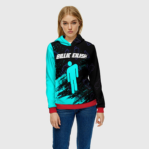 Женская толстовка BILLIE EILISH БИЛЛИ АЙЛИШ / 3D-Красный – фото 3