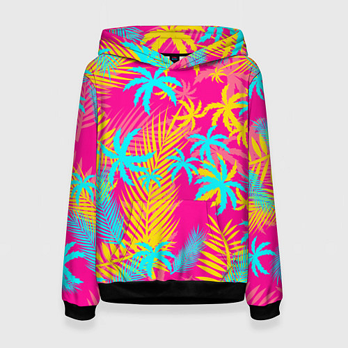 Женская толстовка НЕОНОВЫЕ ПАЛЬМЫ НЕОН NEON / 3D-Черный – фото 1