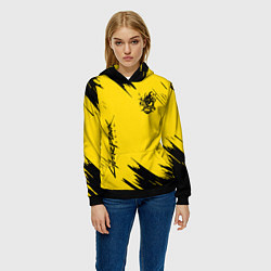Толстовка-худи женская CYBERPUNK 2077, цвет: 3D-черный — фото 2