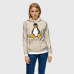 Толстовка-худи женская Linux, цвет: 3D-белый — фото 2