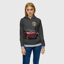 Толстовка-худи женская Alfa Romeo - Italy, цвет: 3D-меланж — фото 2