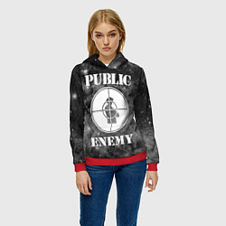Толстовка-худи женская PUBLIC ENEMY, цвет: 3D-красный — фото 2
