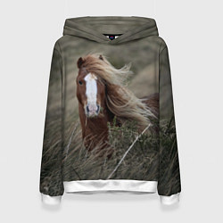 Толстовка-худи женская Конь, цвет: 3D-белый