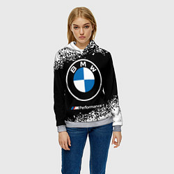 Толстовка-худи женская BMW БМВ, цвет: 3D-меланж — фото 2