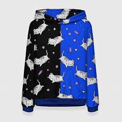 Толстовка-худи женская КИСЫ, цвет: 3D-синий