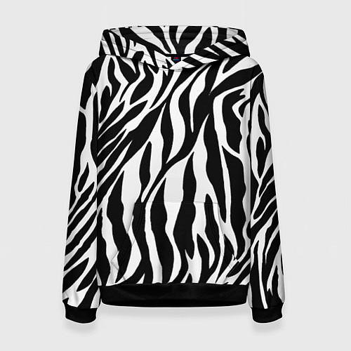 Женская толстовка Зебра / 3D-Черный – фото 1