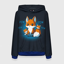 Толстовка-худи женская Лисы-геймеры, цвет: 3D-синий