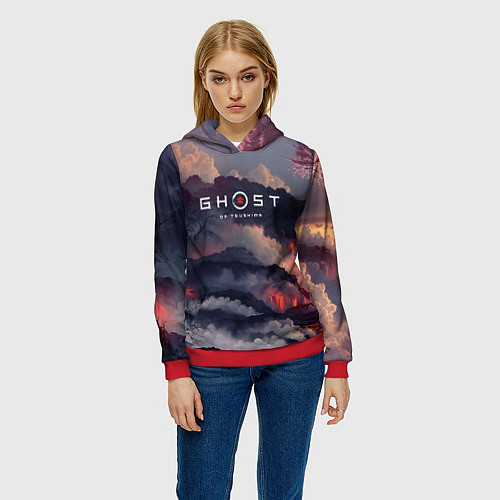 Женская толстовка Ghost of Tsushima / 3D-Красный – фото 3